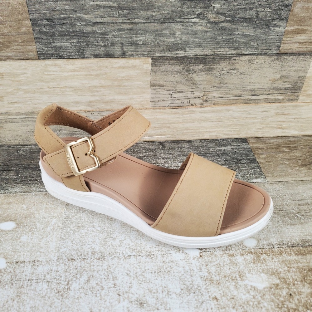 Dr. Scholl's Time Off Sky Sandals Womens Sz 6.5 Honey Tan Adjustable Ankle Strap